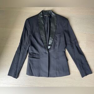 Elizabeth and James Black Blazer with Real Leather Trim